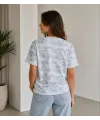 Batik Desenli Tişört Bisiklet Yaka Kısa Kol Regular Fit T-shirt - Gri