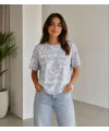 Batik Desenli Tişört Bisiklet Yaka Kısa Kol Regular Fit T-shirt - Gri