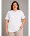 Battal Big Size Basic Tişört Bisiklet Yaka Rahat Kalıp T-Shirt - Beyaz