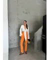 BEL LASTİK DETAYLI MODAL KUMAŞ PANTOLON - Orange