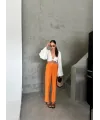 BEL LASTİK DETAYLI MODAL KUMAŞ PANTOLON - Orange