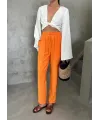 BEL LASTİK DETAYLI MODAL KUMAŞ PANTOLON - Orange
