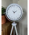 Beyaz 24 Saat Göstergeli Tripod Ayaklı Saat