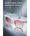Beyaz Aı Akıllı Gözlük No 18 Kameralı Bluetooth Beyaz Çerçeveli Kamera Mikrofonlu Akıllı Gözlük
