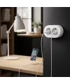 Beyaz Çift Girişli Topraklı Sıva Üstü Elektrik Prizi, Modern Tasarım