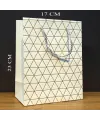 Beyaz Geometrik Desenli Orta Boy Karton Hediye Çantası