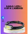 Beyaz Led Işık Sensörlü Kafa Lambası Lityum Batarya Led El Fenerli Şarjlı