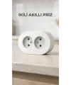 Beyaz Renk Çift Girişli Sıva Üstü Topraklı Duvar Prizi