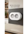 Beyaz Renk Çiftli Topraklı Sıva Üstü Priz - İç Mekan Uygunluğu