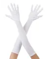 Beyaz Renk Dirseğe Kadar Uzun Kumaş Eldiven 40 Cm