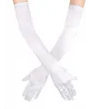 Beyaz Renk Dirseğe Kadar Uzun Kumaş Eldiven 40 cm