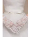 Beyaz Renk Kısa Dantelli Eldiven