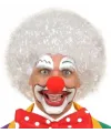Beyaz Renk Kıvırcık Afro Bonus Peruk Saç Ve Kırmızı Sünger Burun Seti