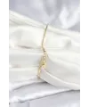 Beyaz Sedefli Yonca Model Gold Renk Kadın Bileklik