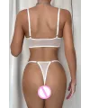 Beyaz Transparan Tül Bralet Tanga İç Giyim Takımı IEG1388