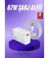 Beyaz Ultra Plus Hızlı Şarj Seti Şarj Adaptörü Ve Kablosu 67w
