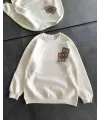 Bisiklet Yaka Baskılı SweatShirt - Beyaz