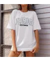 Bisiklet Yaka Baskılı T-shirt - Beyaz