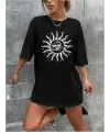 Bisiklet Yaka Baskılı T-shirt - Siyah
