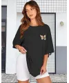 Bisiklet Yaka Baskılı T-shirt - Siyah