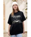 Bisiklet Yaka Baskılı T-shirt - Siyah