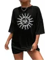 Bisiklet Yaka Baskılı T-shirt - Siyah