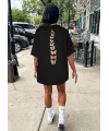 Bisiklet Yaka Baskılı T-shirt - Siyah