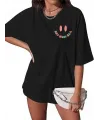 Bisiklet Yaka Kısa Kol Baskılı T-shirt - Siyah
