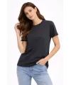 Bisiklet Yaka Tişört Regular Kalıp Basic Pamuklu Günlük Kullanım T-shirt - Füme