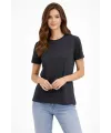 Bisiklet Yaka Tişört Regular Kalıp Basic Pamuklu Günlük Kullanım T-shirt - Füme