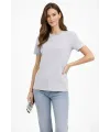 Bisiklet Yaka Tişört  Regular Kalıp Basic Pamuklu  Günlük Kullanım  T-shirt - Gri