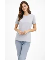 Bisiklet Yaka Tişört  Regular Kalıp Basic Pamuklu  Günlük Kullanım  T-shirt - Gri