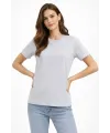 Bisiklet Yaka Tişört  Regular Kalıp Basic Pamuklu  Günlük Kullanım  T-shirt - Gri