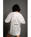 Bisiklet Yakalı Sırt Baskılı Oversize T-Shirt - Beyaz