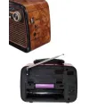 Bluetooth Hoparlör Ahşap Renk Vintage Işıklı Nostaljik Radyo Fm Ahşap Görünümlü