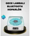 Bluetooth Hoparlörlü Gece Lambası Dijital Saat Ekranlı Su Dalgası Efektli Dekoratif