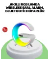 Bluetooth Hoparlörlü Rgb Atmosfer Lambası Kablosuz Şarj Ve Saat Özellikli