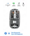 Bluetooth USB Çift Modlu Sessiz Mouse, Şeffaf Mıknatıslı Kapaklı, TypeC Şarjlı, DPI Ayarlı, Kablosuz 10m Çekim Mesafeli, Masaüstü Kısayol Tuşlu, Taşınabilir Şarjlı Mouse Siyah