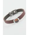 Bordo Renkli Suni Deri Bileklik