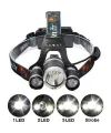 Boruit T6 Kafa Feneri 5000 Lumens 3Xcree Xm-T6+2R5 Lamba Led Kamp Lambası