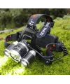 Boruit T6 Kafa Feneri 5000 Lumens 3Xcree Xm-T6+2R5 Lamba Led Kamp Lambası