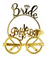 Bride Yazılı Taç ve Bride To Be Yazılı Gözlük Seti Altın Renk