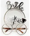 Bride Yazılı Taç ve Bride To Be Yazılı Gözlük Seti Gümüş Renk
