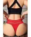 Büyük Beden Bel Kısmı Dantelli Fantezi Kırmızı Tanga String