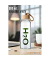 Cam Matara - 800 Ml Bambu Kapaklı Borosilikat Cam Matara - Ofis Matarası 721961