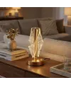 Çapraz Kavisli Ters Kristal Simli Led Masa Lambası – Gold Gövdeli, Dokunmatik, 3 Kademe Işık Ayarlı Şarjlı Dekoratif Lamba