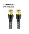 Cat 8 LAN Kablosu –Ethernet Kablosu Örgü Kaplama, Yüksek Hızlı (3 METRE)