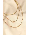 Çelik Altın Renkli Topçuk Tasarımlı Çoklu Kolye