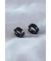 Çelik Siyah Renk Sıkıştırmalı Erkek Küpe