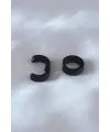 Çelik Siyah Renk Sıkıştırmalı Erkek Küpe